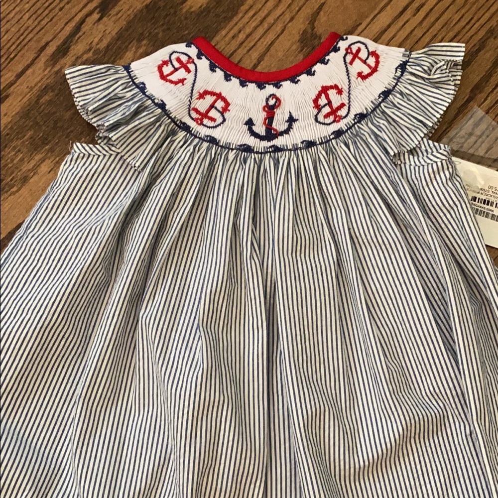 Zuccini smocked anchor dress, NWT, size 18M